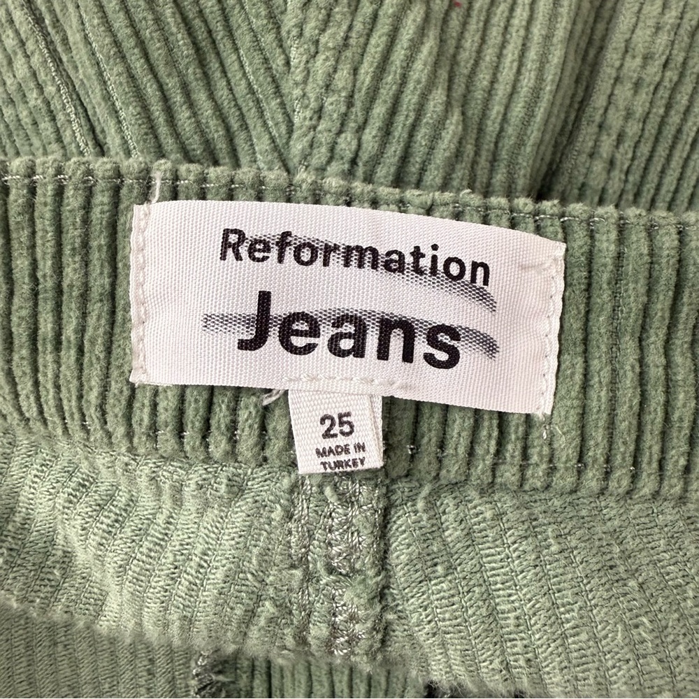 Reformation Cynthia Pants Womens 25 Green Corduroy High Rise Straight Moss Jeans - Picture 4 of 12